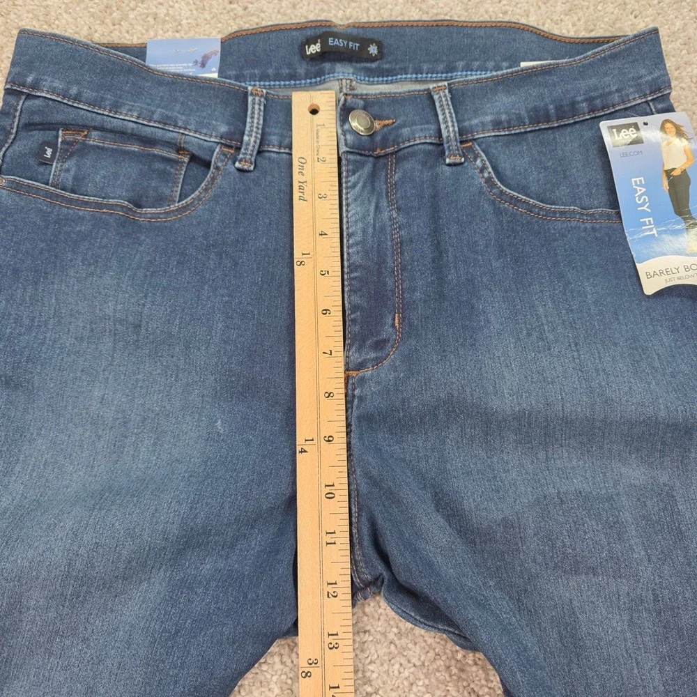 New Lee Easy Fit Barely Bootcut Jeans Women 16 Long Seawave Blue Stretch 3528127